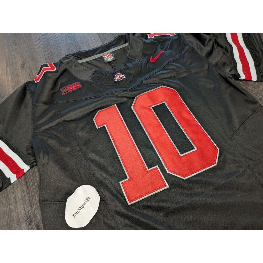 Julian Sayin #10 Ohio Buckeyes Stitched Jersey BLACKOUT Men's 3XL XXL